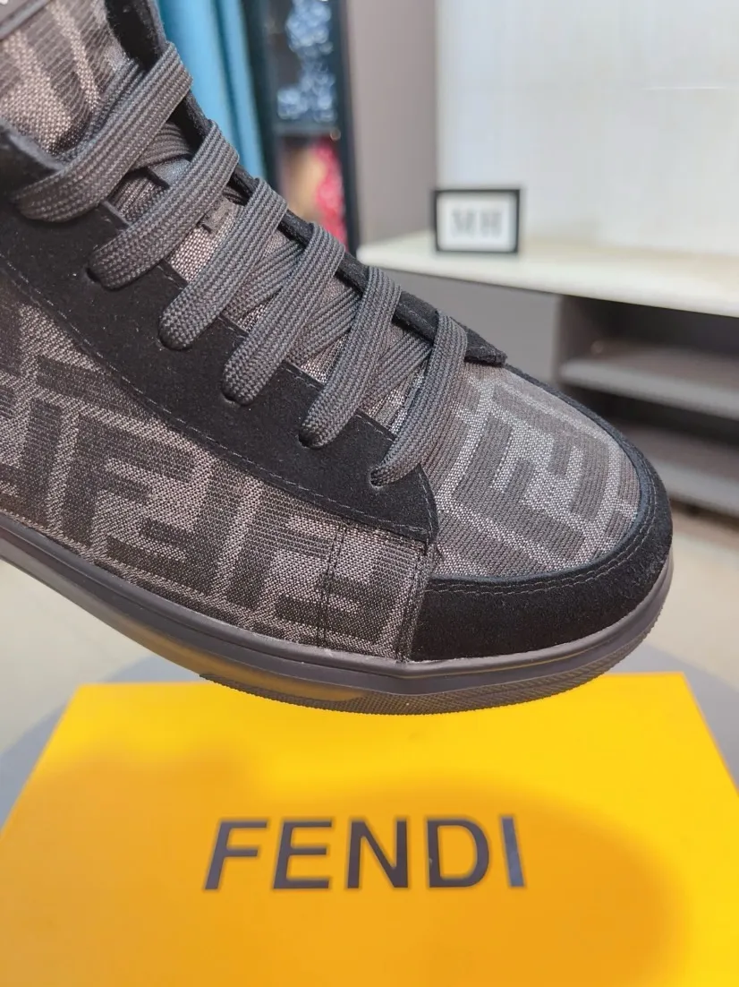 Men's shoes 💰440🌹🌹【fendi Fendi】: 🔝High-end brand of men's shoes: high-top series: official website 1:1 latest masterpiece: the upper is made of brand fabric with imported cowhide technology, ➕🐑made in sheepskin👍, making walking more convenient and comfortable, a stunning work, compared with the official quality, the beautiful 1:1 replica [color]! Create a fashionable personality to set off your uniqueness! A must-have for trendy men! 🔥Size: 38-44.